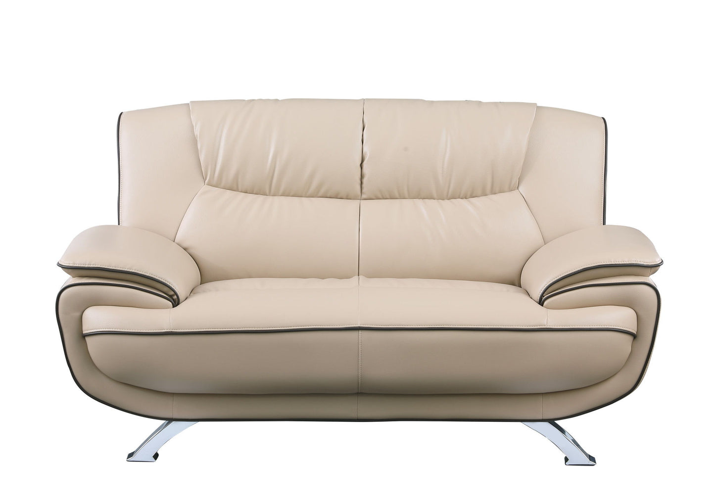 Love Seat Faux Leather - Silver / Beige