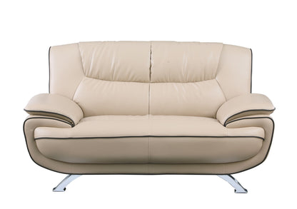 Love Seat Faux Leather - Silver / Beige