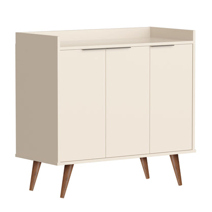 Buffet Accent Chest With Three Shelves - Off-White And Natural