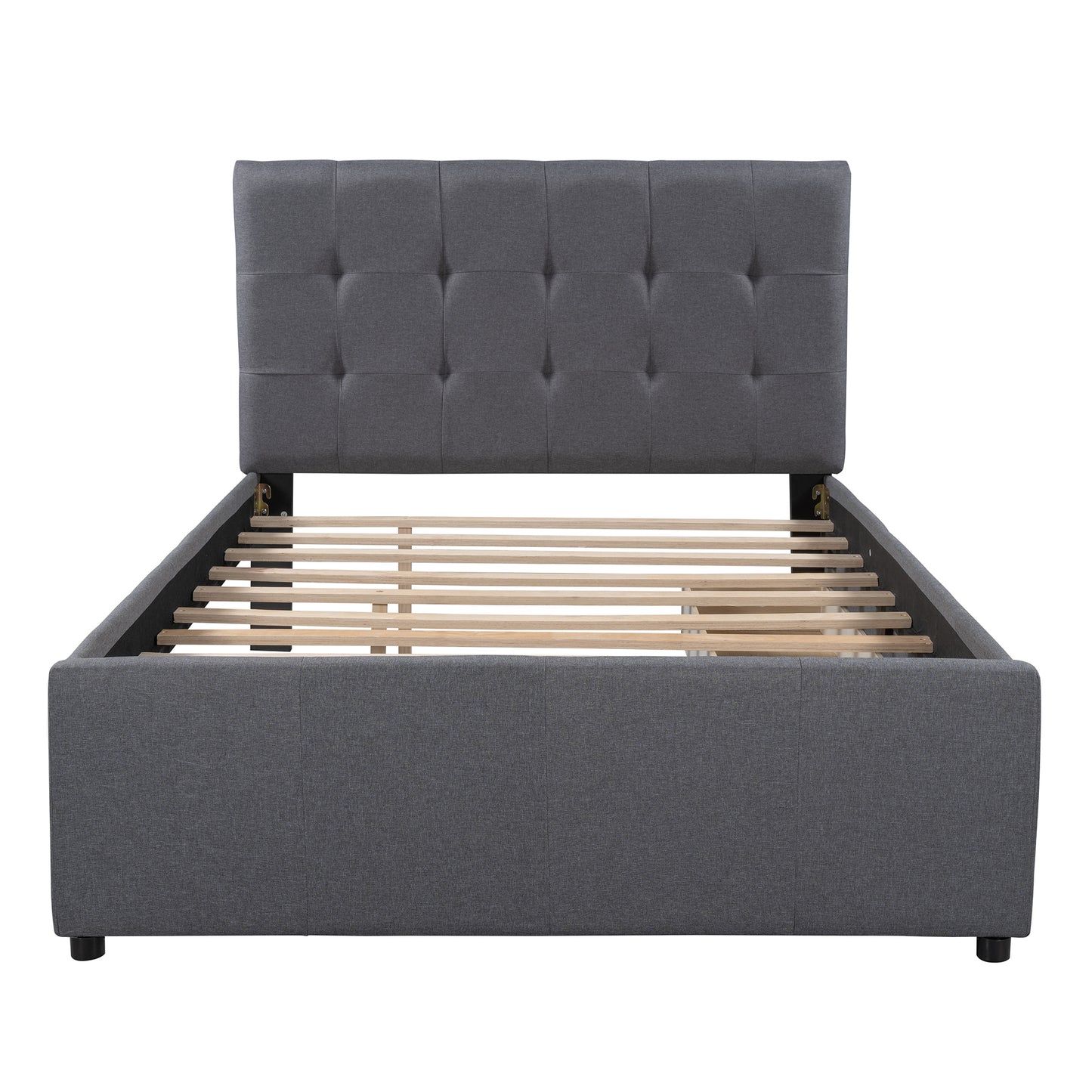 Linen Upholstered Platform Bed With Headboard and Two Drawers, Full(Old SKU: SM000505AAE)