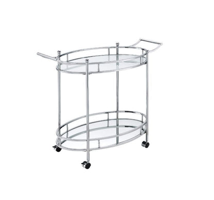 Jinx - Serving Cart - Clear Glass & Chrome Finish