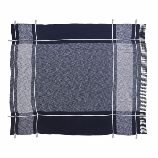 Woven Cotton Geometric Throw - Blue