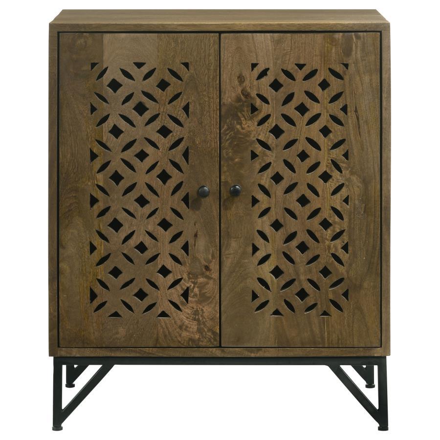 Zaria - 2 Door Wood Trellis Accent Storage Cabinet - Brown