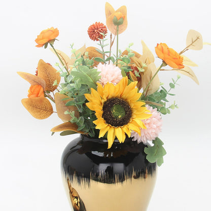 Regal Gilded Ginger Jar With Removable Lid - Black