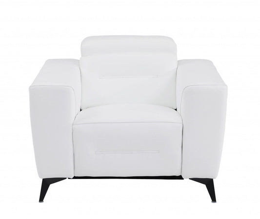 Italian Leather Power Recliner Chair - White