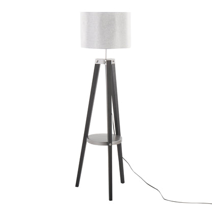 Compass - Mid Century Modern Floor Lamp With Shelf