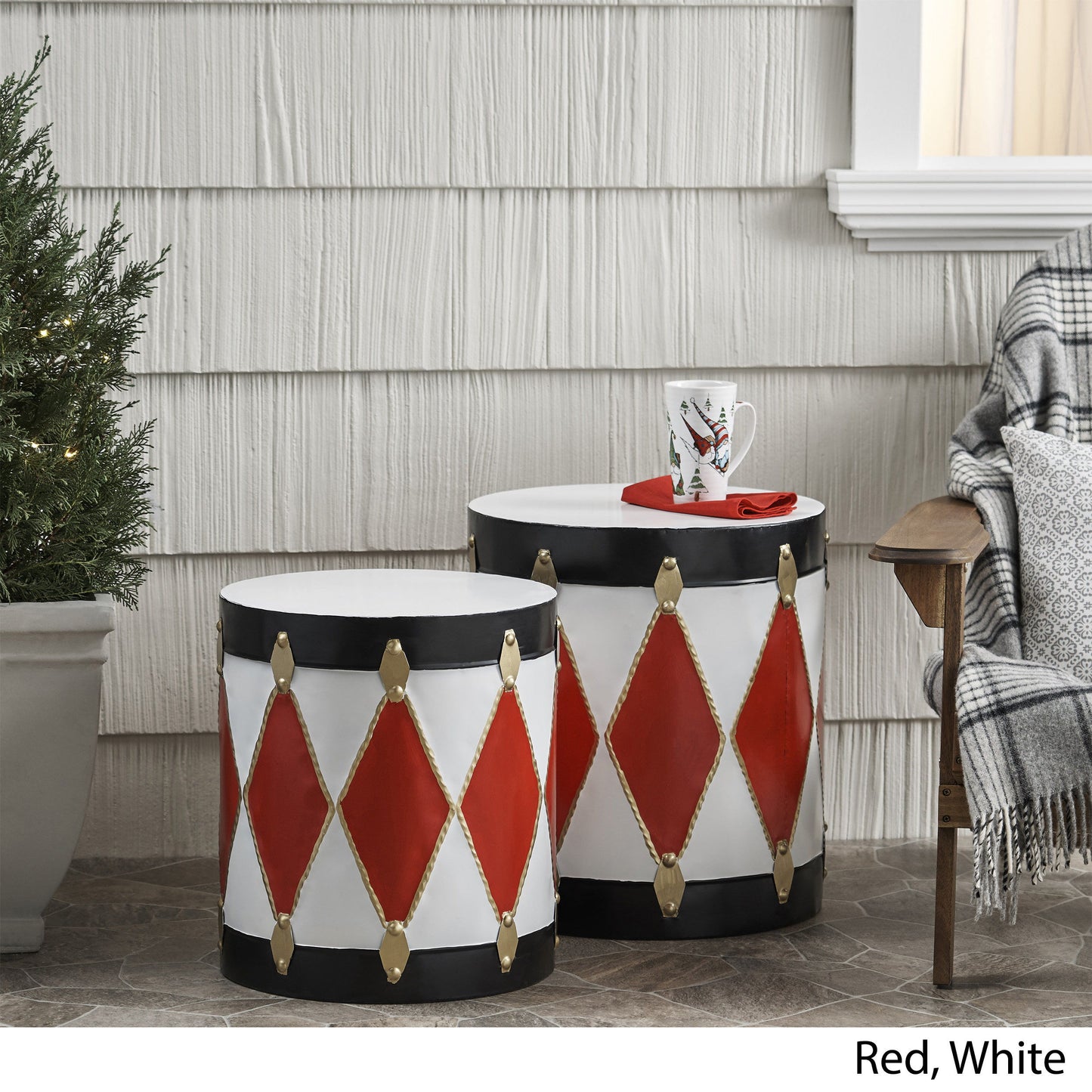 Metal Drum Decoration - White