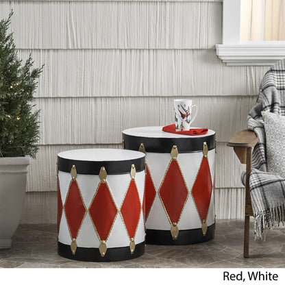 Metal Drum Decoration - White