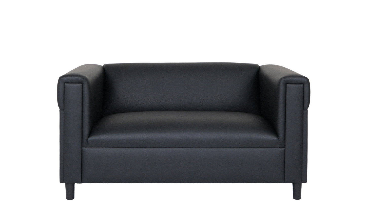 Faux Leather Loveseat - Black