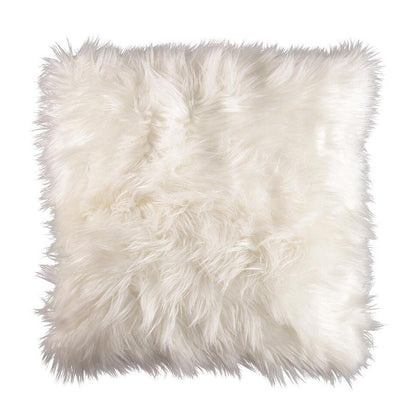 Luxury Decorative Faux Fur Pillow In White (18 In X 18 In)