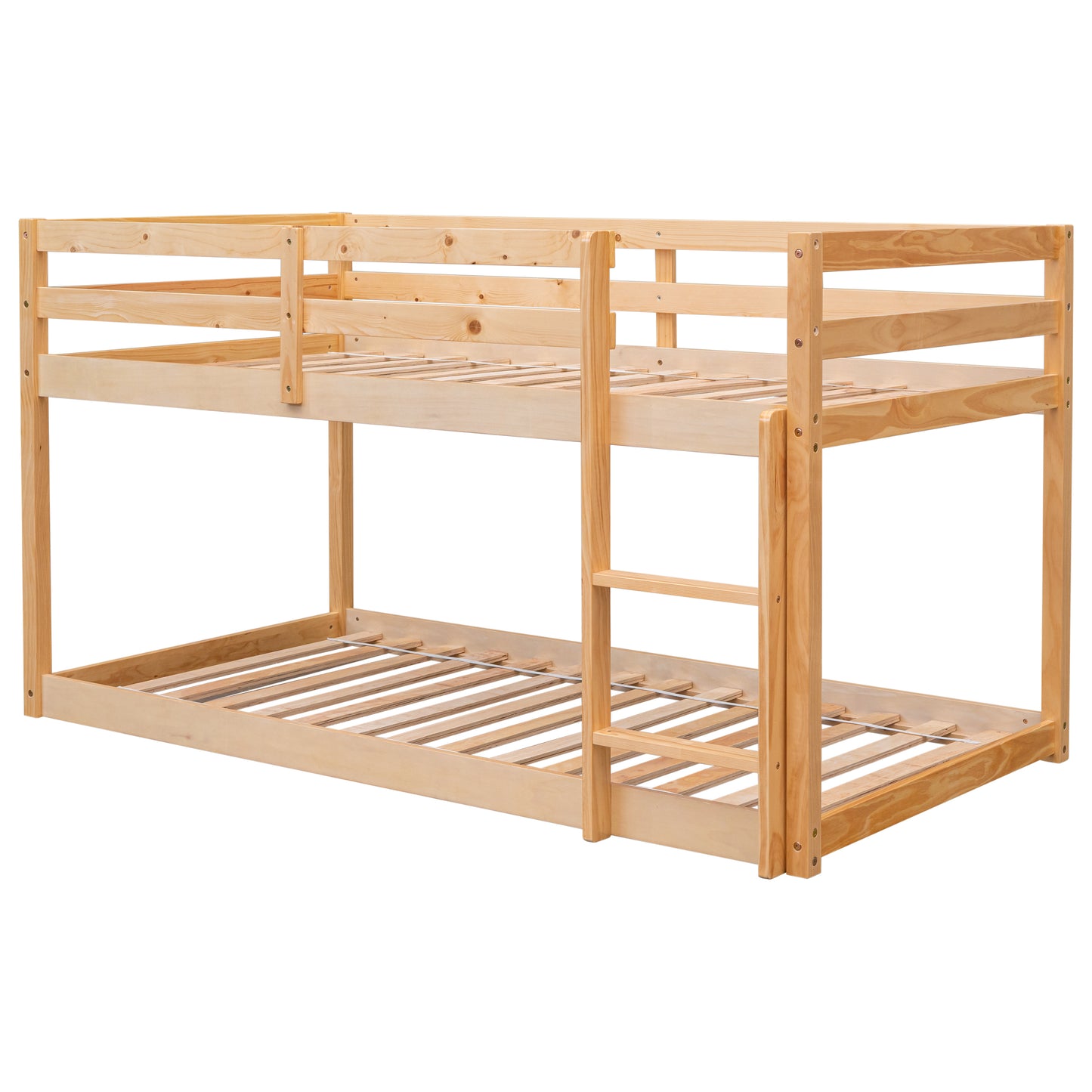 Twin over Twin Floor Bunk Bed,Natural