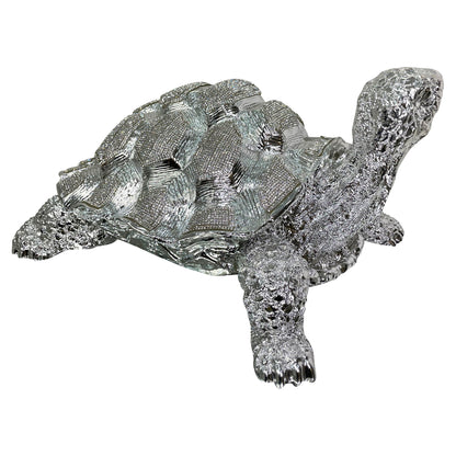 Ambrose Diamond Encrusted Chrome Plated Turtle (14" X 10. 5"W X 7"H)