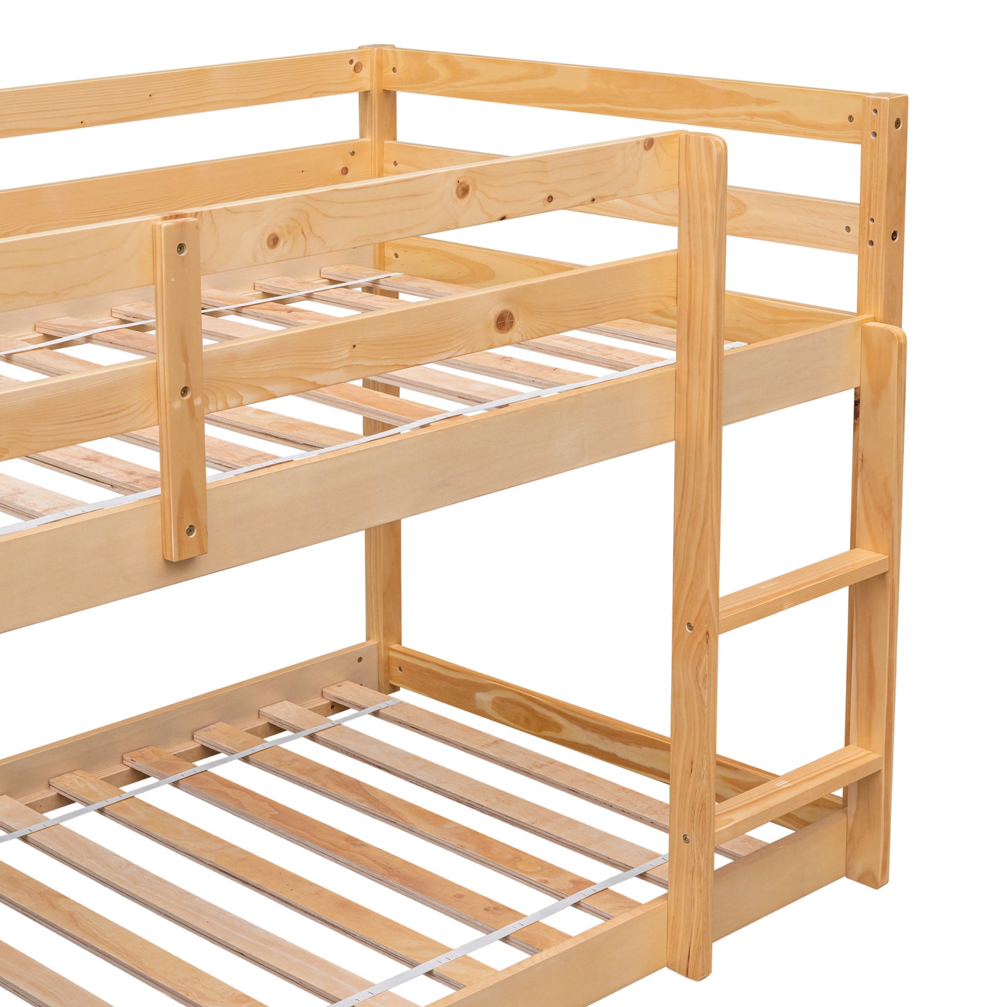 Twin over Twin Floor Bunk Bed,Natural