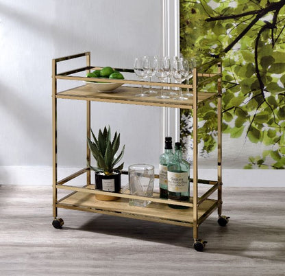 Barb - Serving Cart - Natural & Champagne Finish