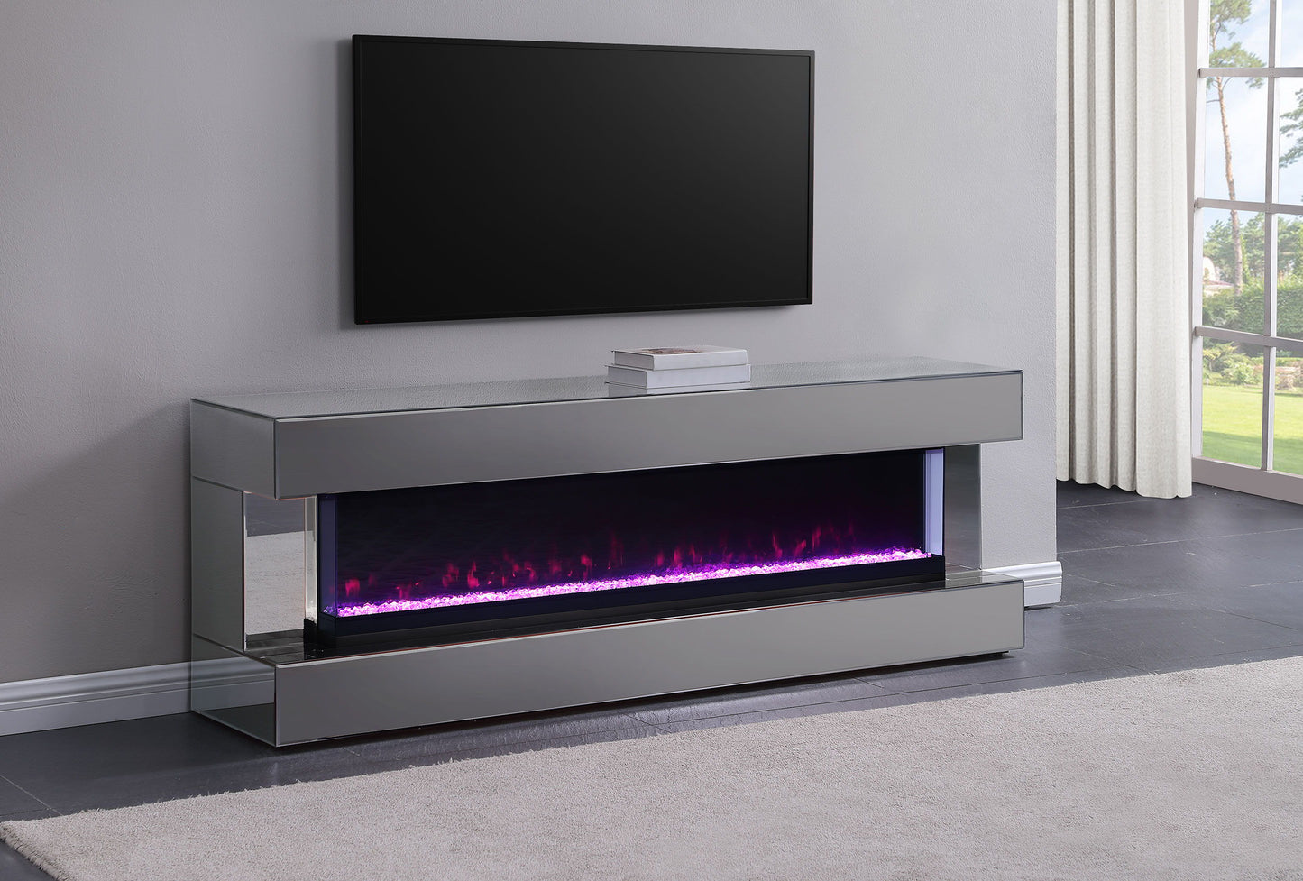 Vallerie - TV Stand With Visual Flame Box