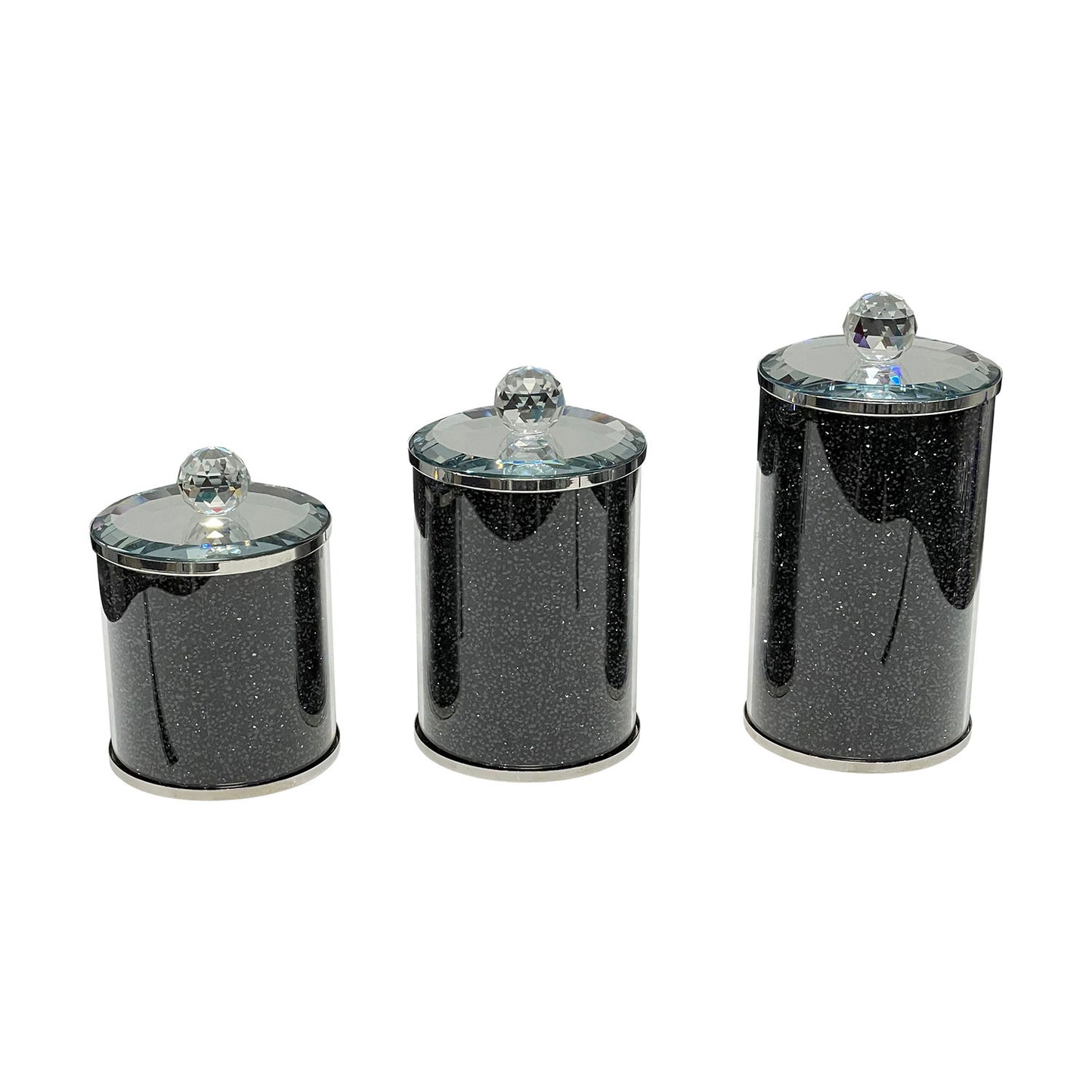 Ambrose Exquisite Three Glass Canister Set In Gift Box - Black