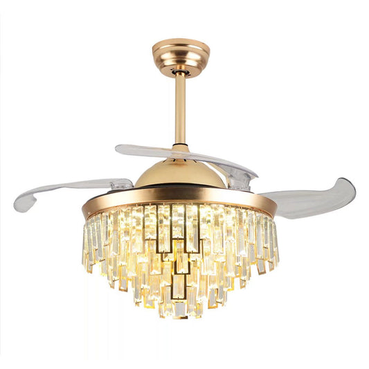 Luxurious Crystal Chandelier Ceiling Fan - Gold