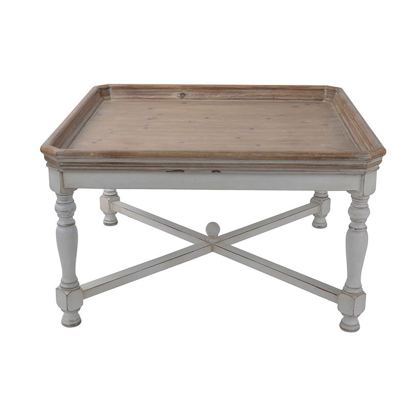 Square Alcott Table, French Countory Tray Table