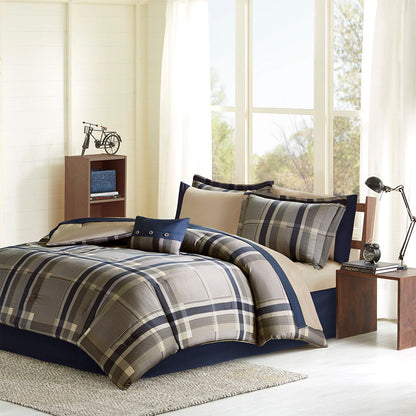 Robbie Twin Plaid Comforter Set With Bed Sheets