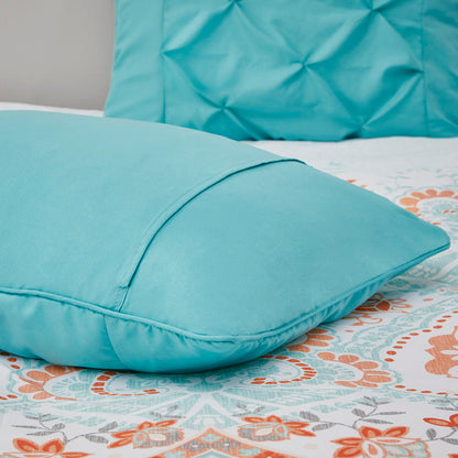 Vinnie Twin Boho Comforter Set With Bed Sheets - Light Blue