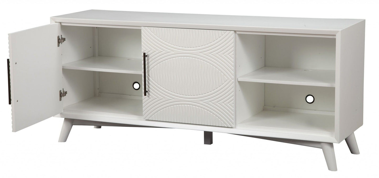 Mahogany Solids & Veneer Open Shelving TV Stand - White