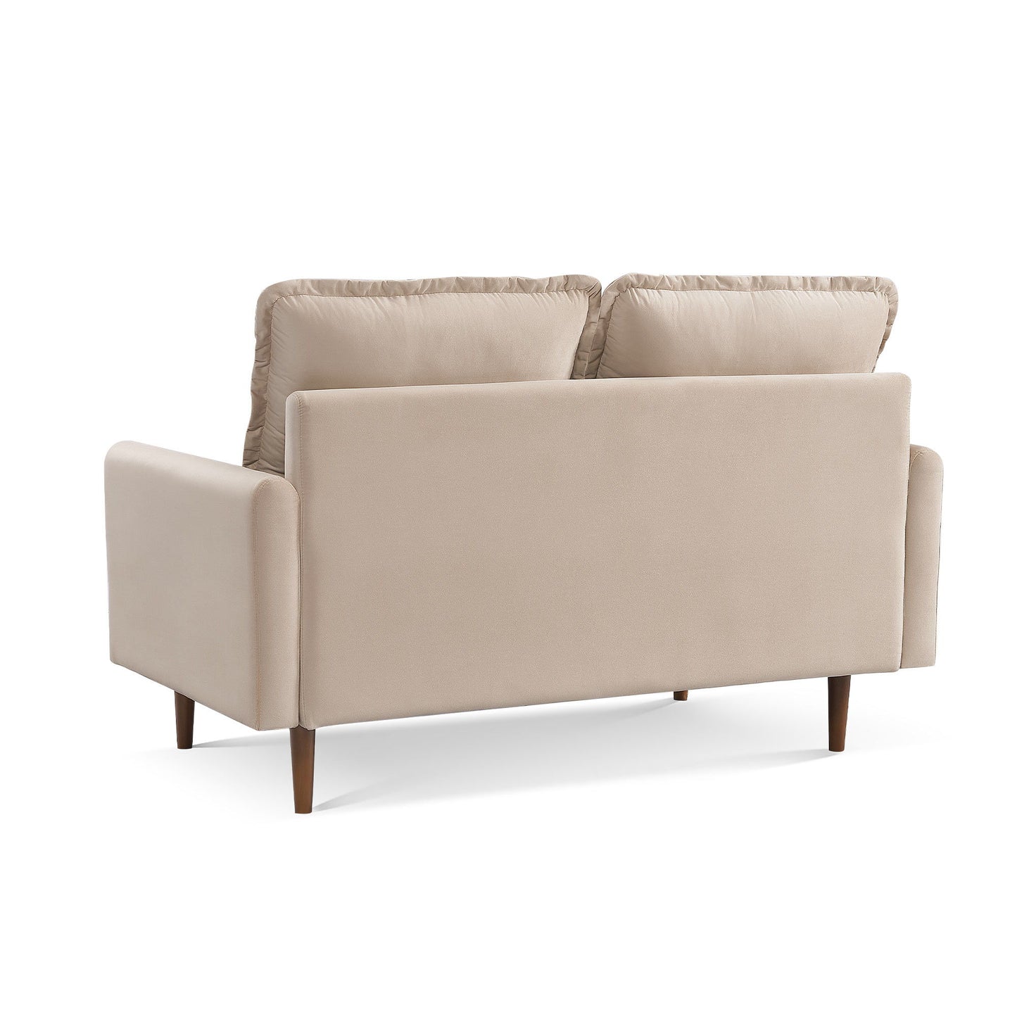 Brown Velvet Loveseat - Dark / Beige