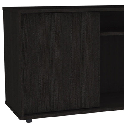 Cabinet Enclosed Storage TV Stand - Brown / Black