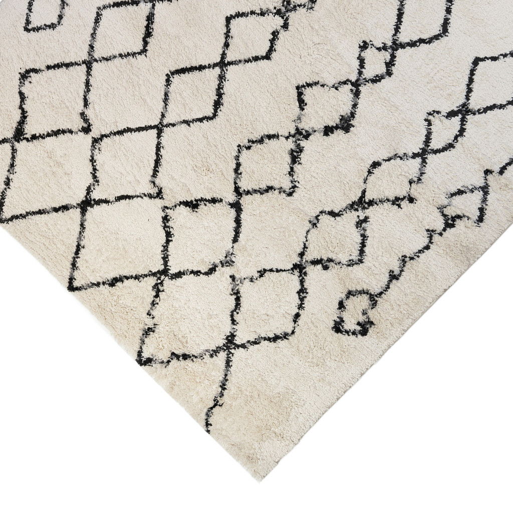 5' x 8' Geometric Shag Area Rug - Ivory And Black