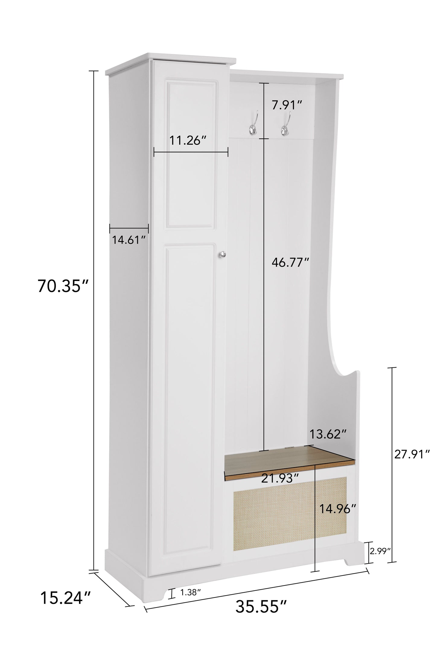 1 Door Closet, Suitable For Living Room, Entryway, Bedroom - White