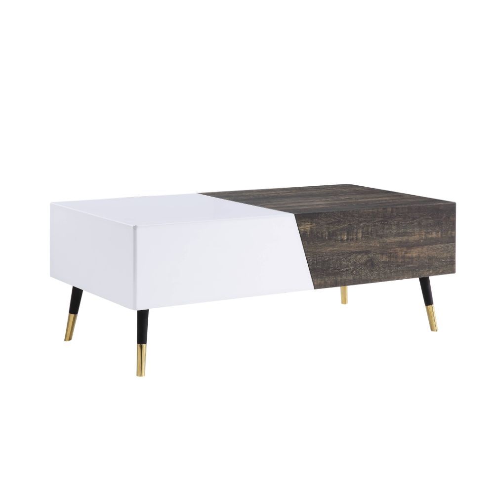 Orion - Coffee Table - White High Gloss & Rustic Oak