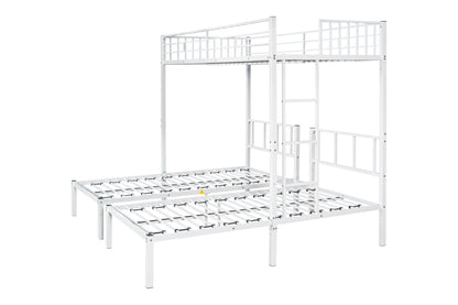 Triple Twin Bunk Bed/ Can Be Separated into 3 Twin Beds/ Sturdy Metal/ Noise Reduced/ Bunk Bed for Three/ Safety Guardrail/ CPC Certified/ No Box Spring Needed