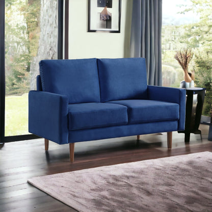 Velvet Loveseat - Blue / Dark Brown