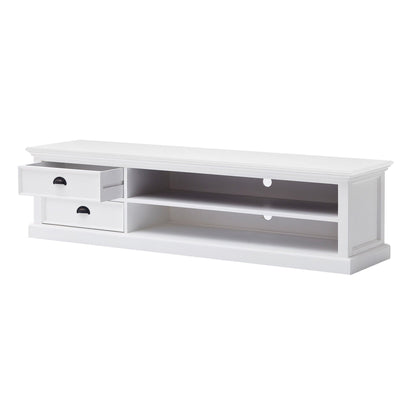 Classic Entertainment Unit With Two Drawers - White