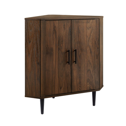 Contemporary 2 Door Mixed-Material Corner Accent Cabinet