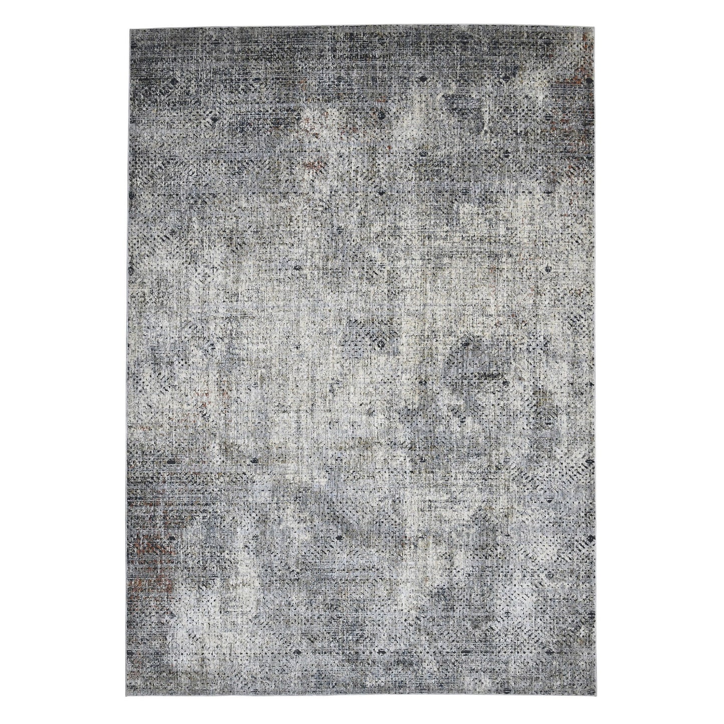 9' x 12' Abstract Power Loom Area Rug - Ivory Black And Gray