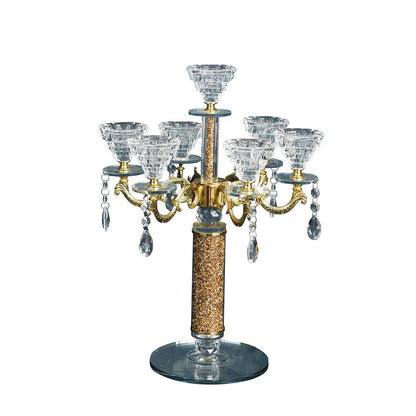 Ambrose Candle Holder With Pendants (Holds 7 Candles) - Gold