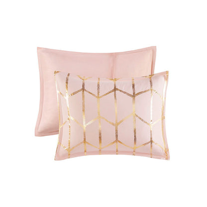 Raina Queen Metallic Printed Comforter Set - Pink