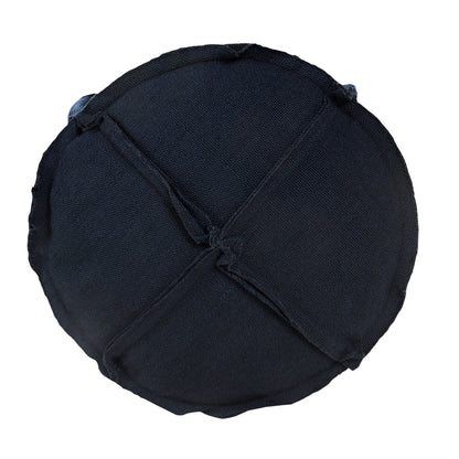 Polyester Round Patchwork Indoor Outdoor Pouf Ottoman - Blue