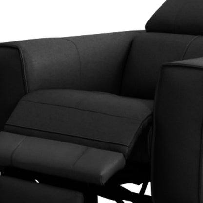 Genuine Leather Power Recliner - Black