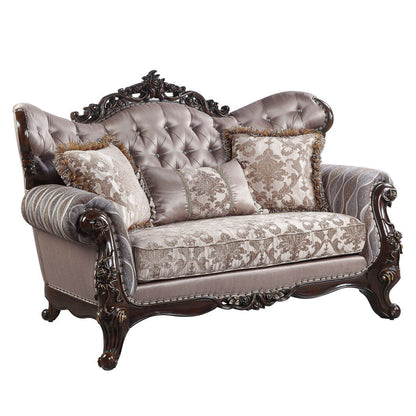 Loveseat And Toss Pillows - Pink / Brown