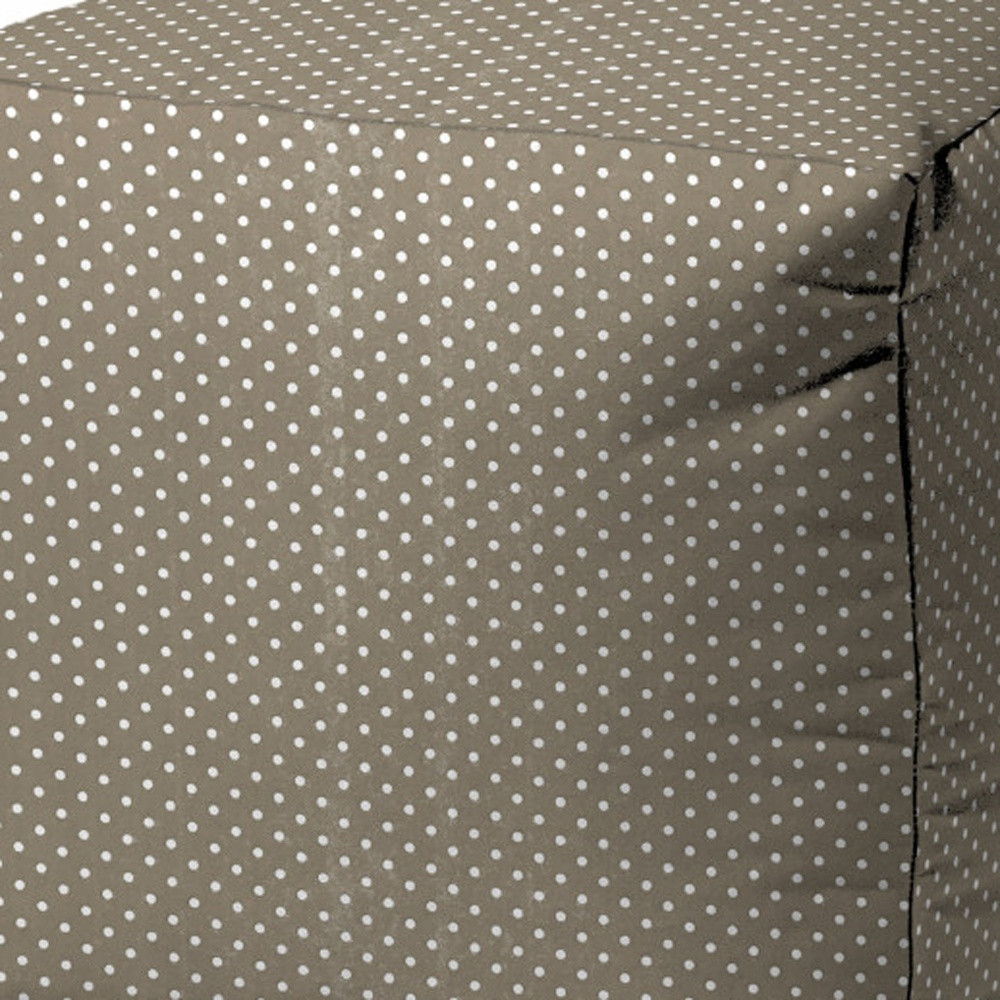 Polyester Cube Polka Dots Indoor Outdoor Pouf Ottoman - Taupe