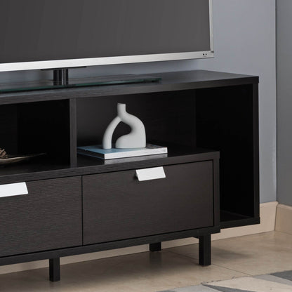 Modern TV Stand With Storage Drawers & Sturdy U Leg Design Melamine Laminate Media Console - Red Cocoa