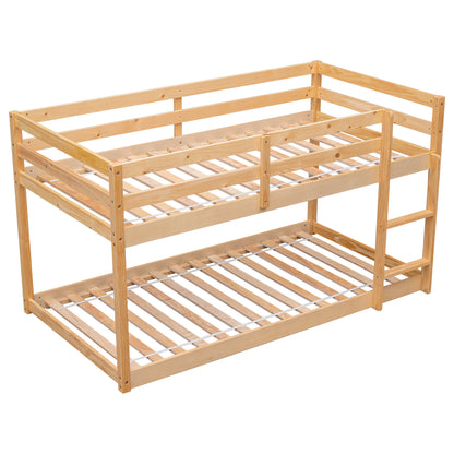 Twin over Twin Floor Bunk Bed,Natural