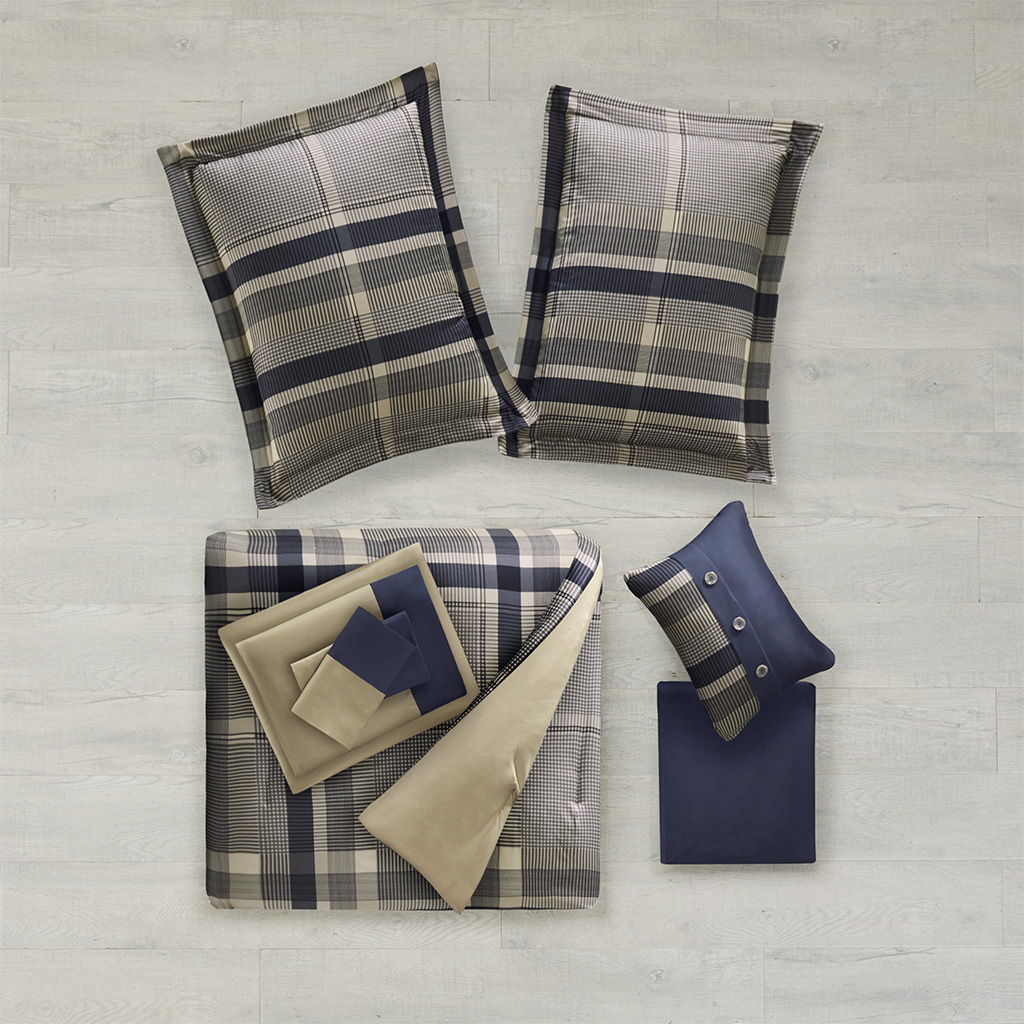 Robbie Twin Plaid Comforter Set With Bed Sheets