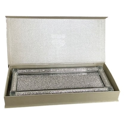 Ambrose Exquisite Large Glass Tray In Gift Box - Silver