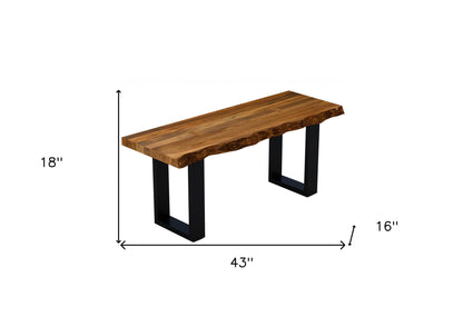 Solid Dining Bench - Brown / Black