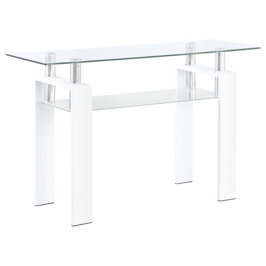 Dyer - Rectangular Glass Top Entryway Sofa Console Table - White