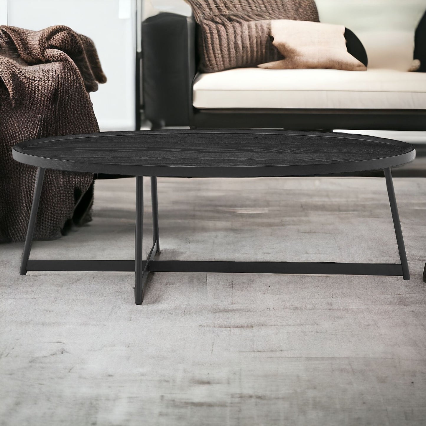 Metal Oval Coffee Table - Black