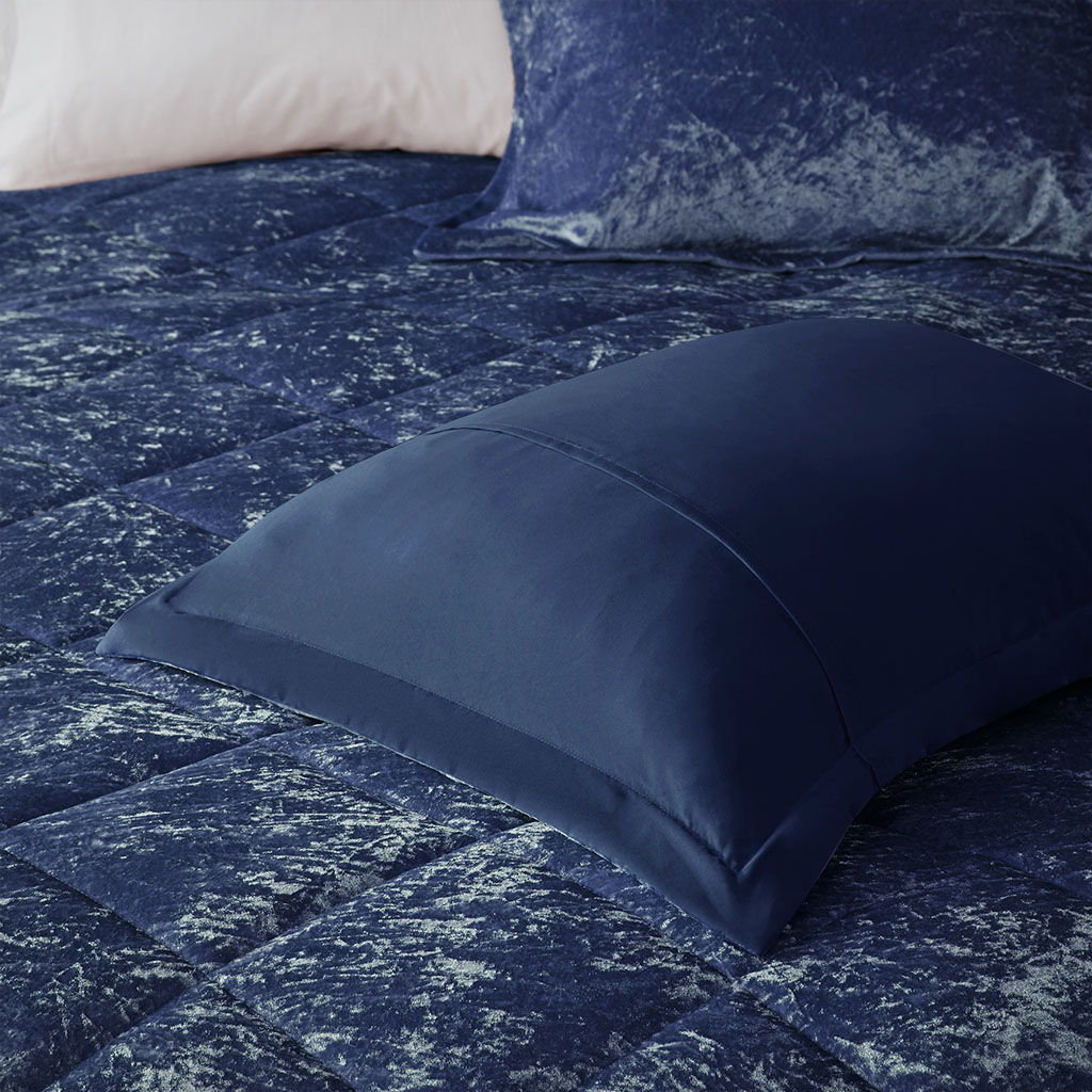 Felicia Twin Long Velvet Comforter Set - Blue