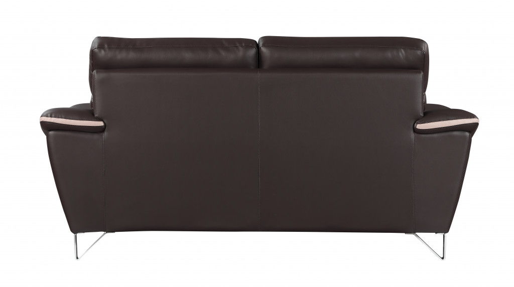 Love Seat Faux Leather - Silver / Brown